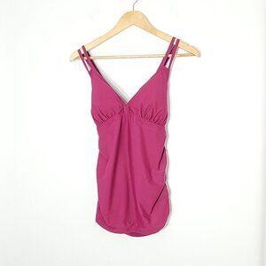 Thyme Maternity Burgundy Adjustable Strap V-Neck Tankini Swimsuit Top Size M
